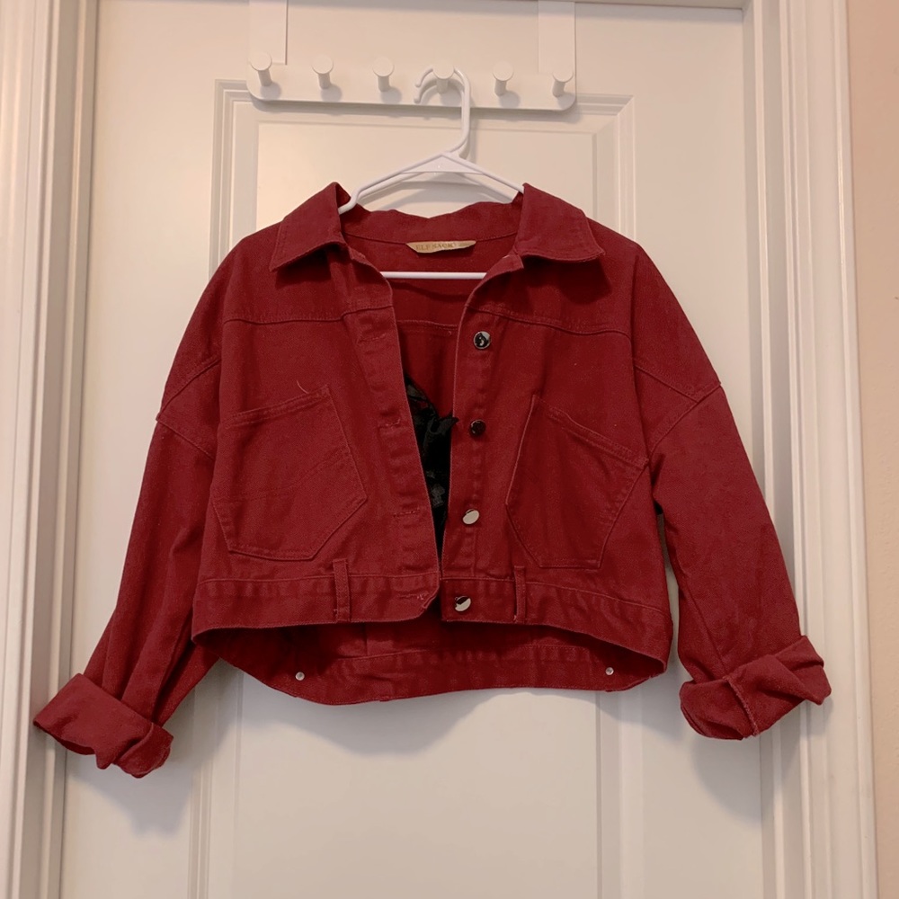 Elf Sack Red oversized denim jacket